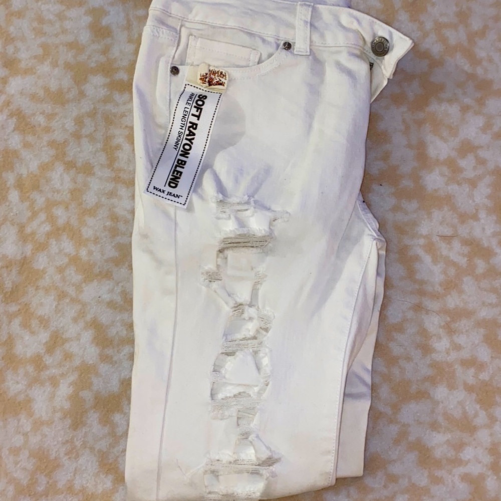 Wax Jean Ripped White Skinny Jean